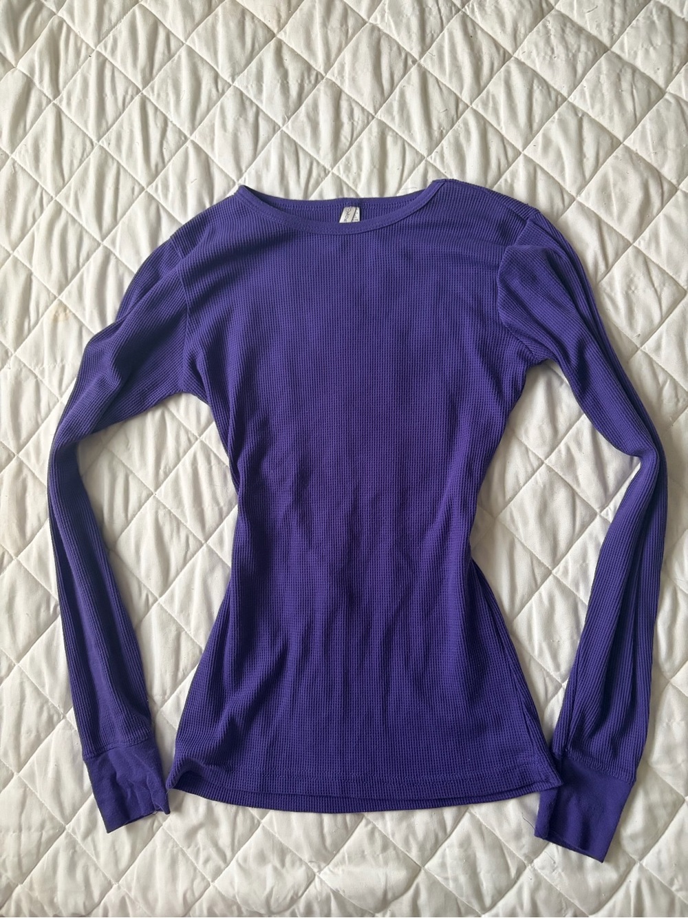 Color Story Purple Ribbed Scoop Neck Long Sleeve Top